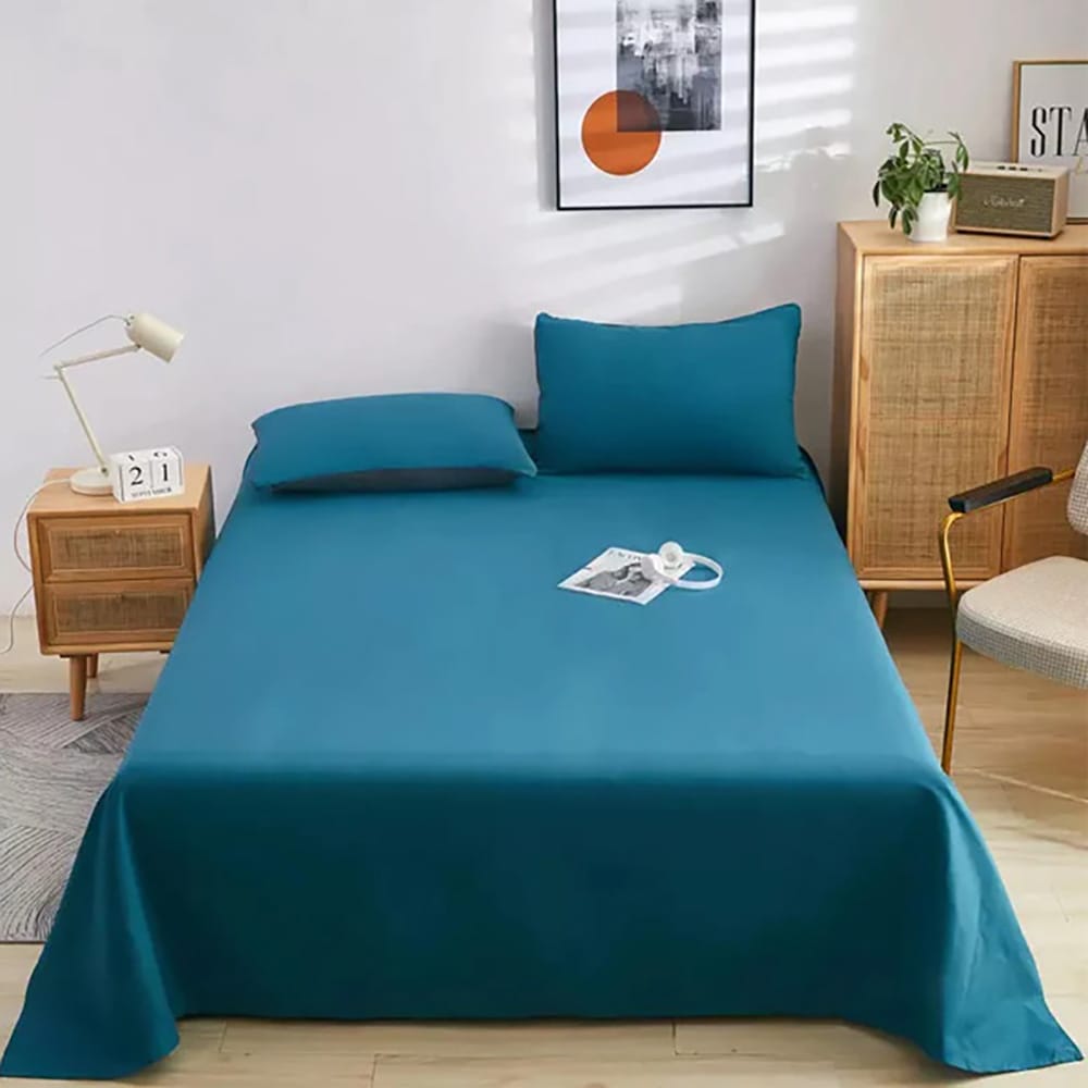 Cotton Sateen Flat  Sheet - Blue