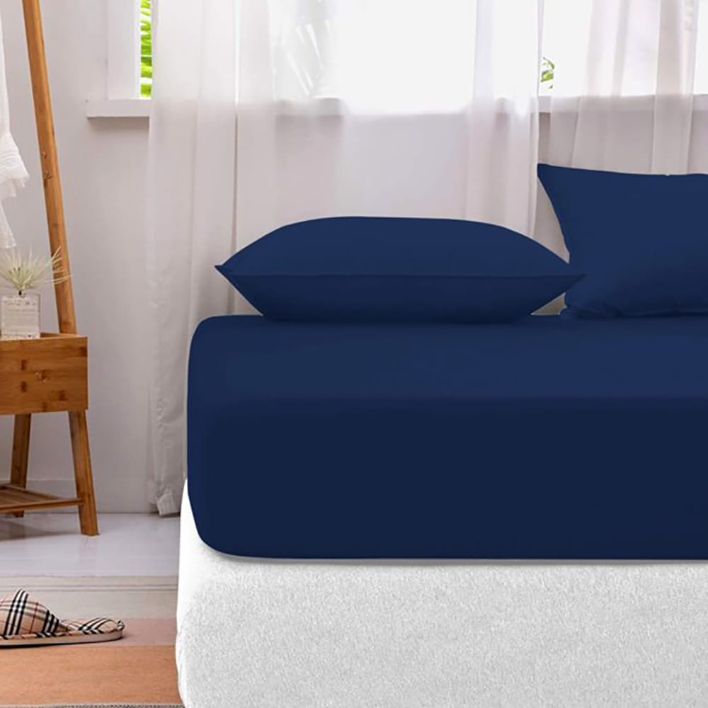 Cotton Fitted Sheet - Dark Blue