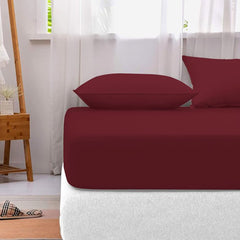 Cotton fitted sheet-Burgundy