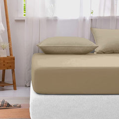 Cotton fitted sheet-Hazelnut