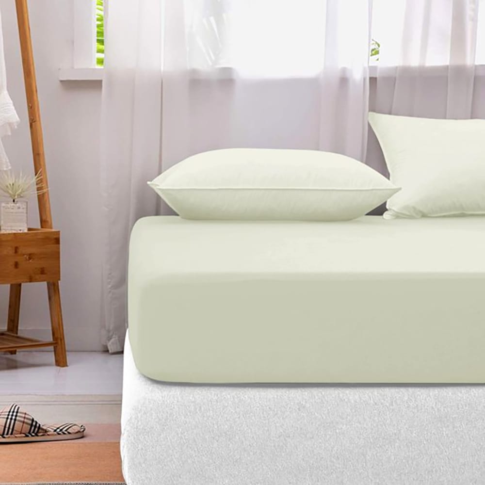 Cotton fitted sheet-Ivory