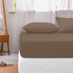 Cotton fitted sheet-Light Brown