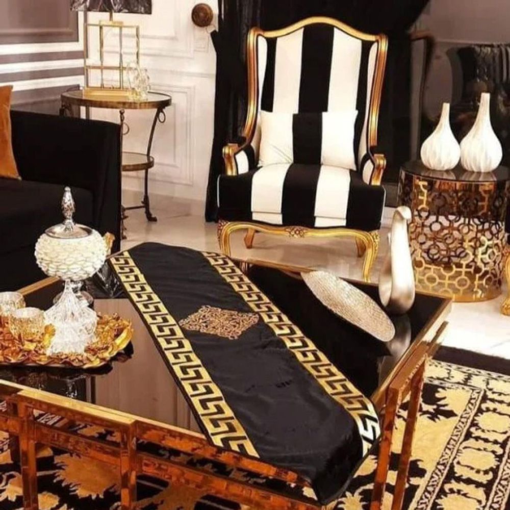 Elegant-Versace-Velvet-Table-Runner-Black