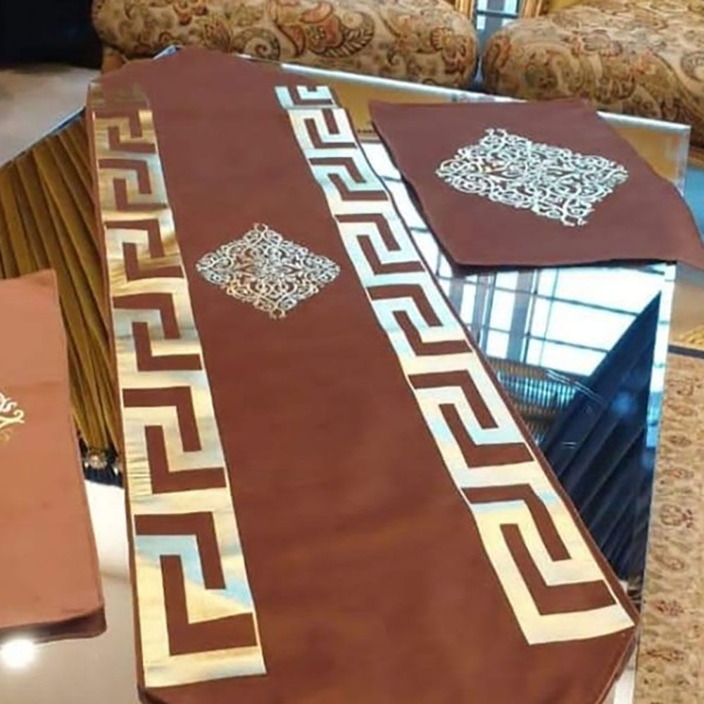 Elegant-Versace-Velvet-Table-Runner-Brown