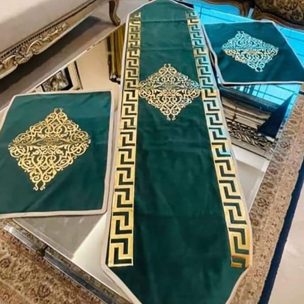 Elegant-Versace-Velvet-Table-Runner-Green