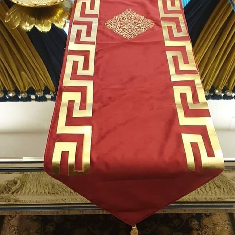 Elegant-Versace-Velvet-Table-Runner-Red