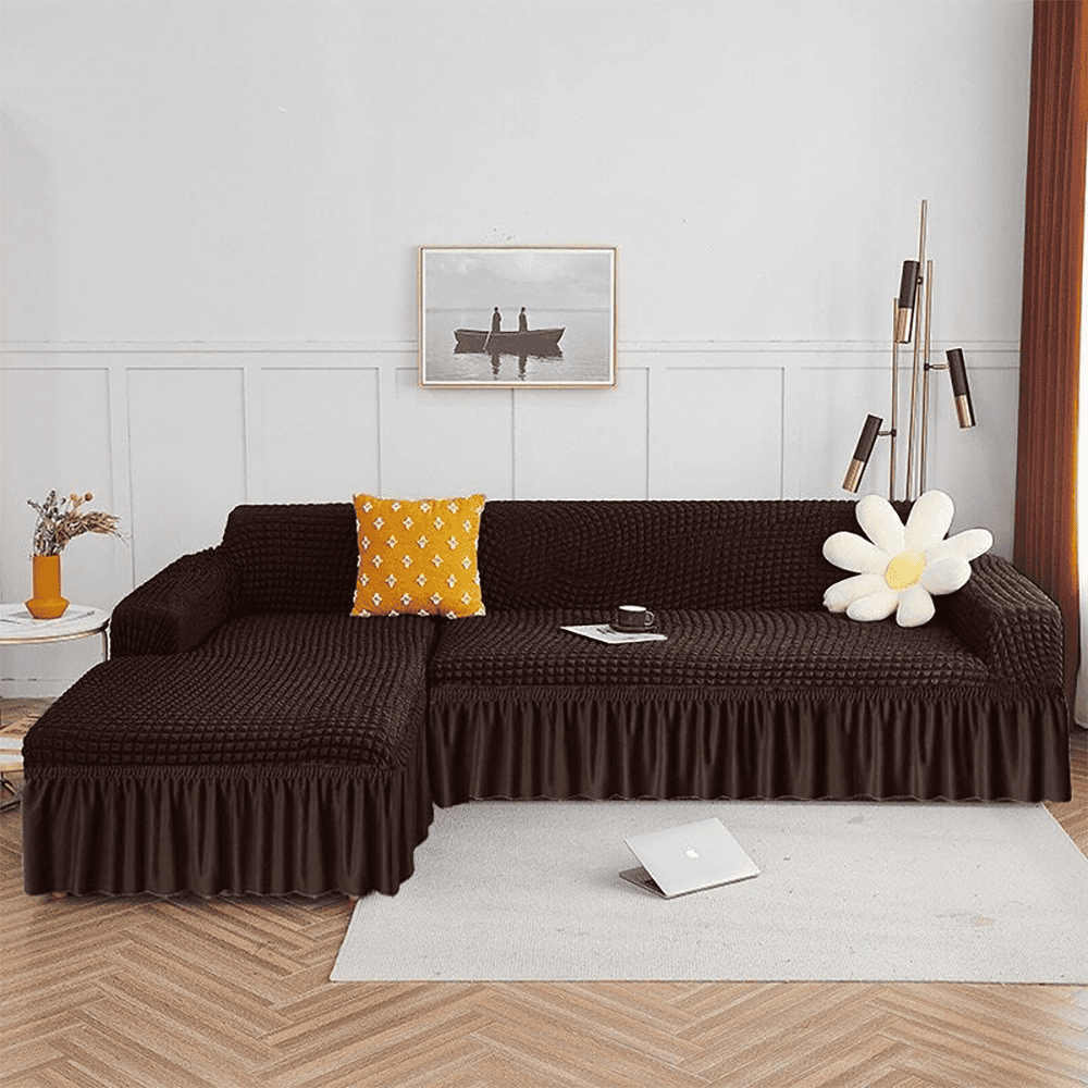 L-Shape Turkish Bubble Sofa cover - Brown