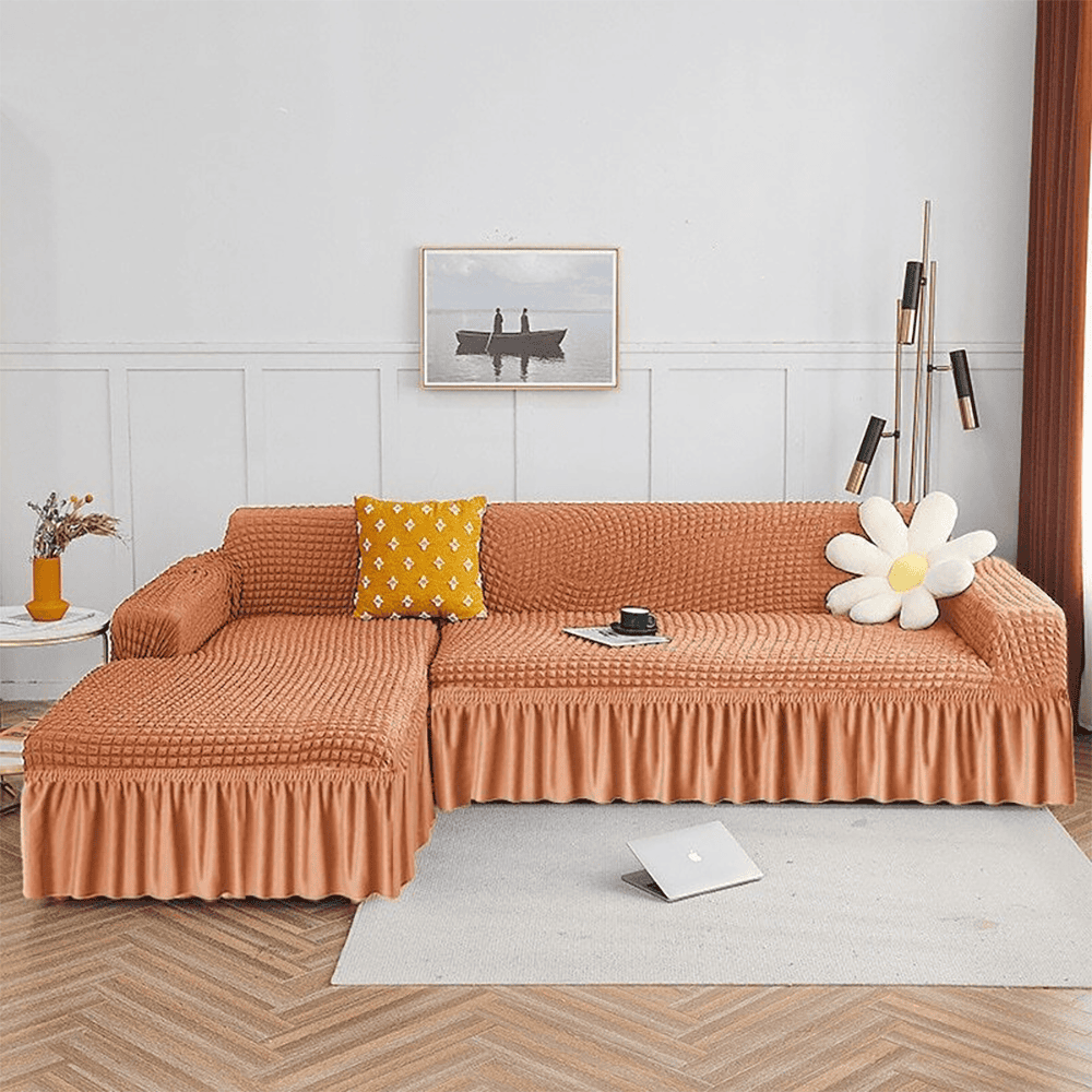 L-Shape Turkish Bubble Sofa cover - Orange