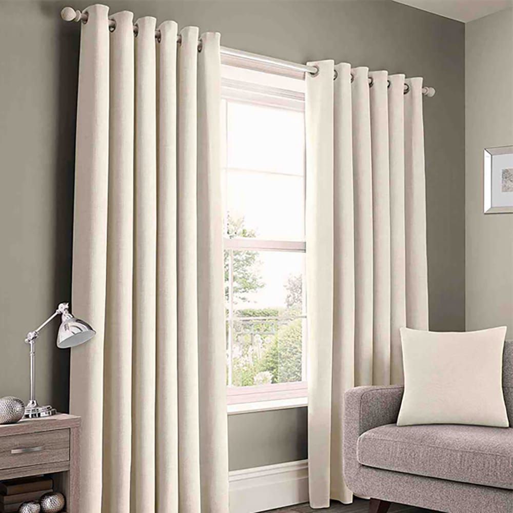 Plain Cotton Curtain Panels - Off White