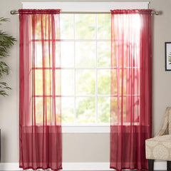 Polyester Sheer Net Curtain Burgundy