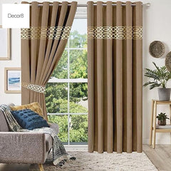 Premium Versace Velvet Curtain Panels - Camel