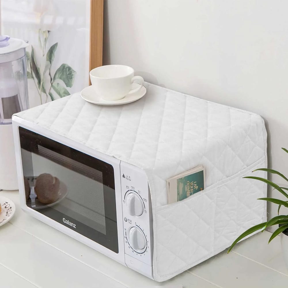 Quilted Microwave Oven Cover - White