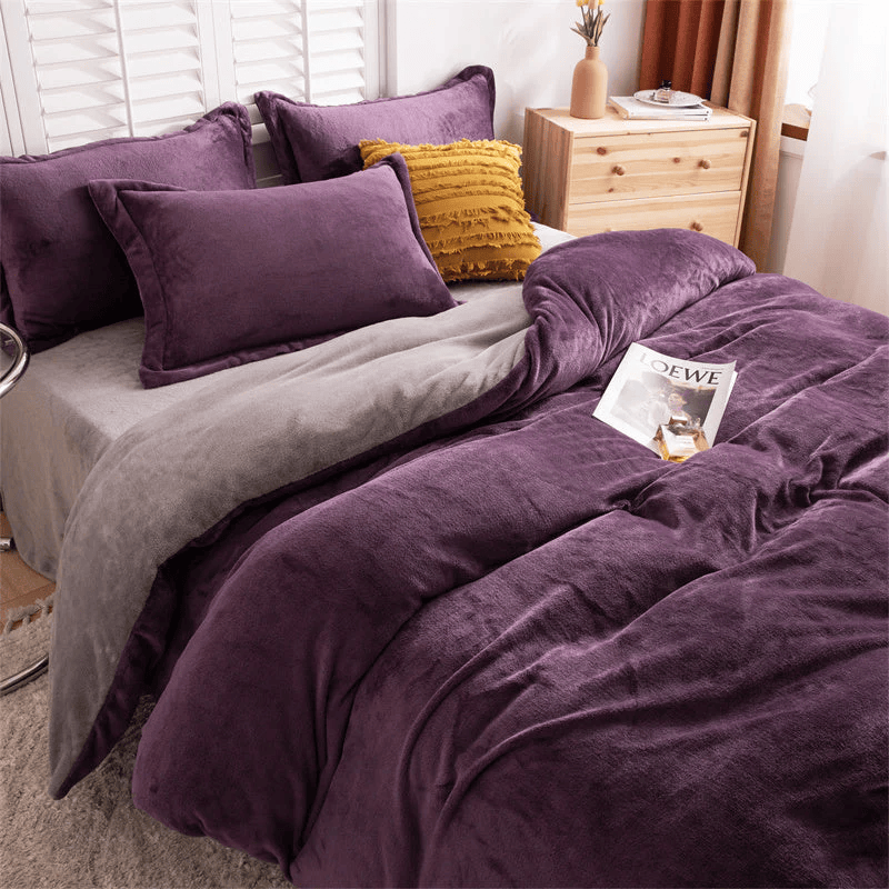 Reversible Duvet Cover - Purple Grey