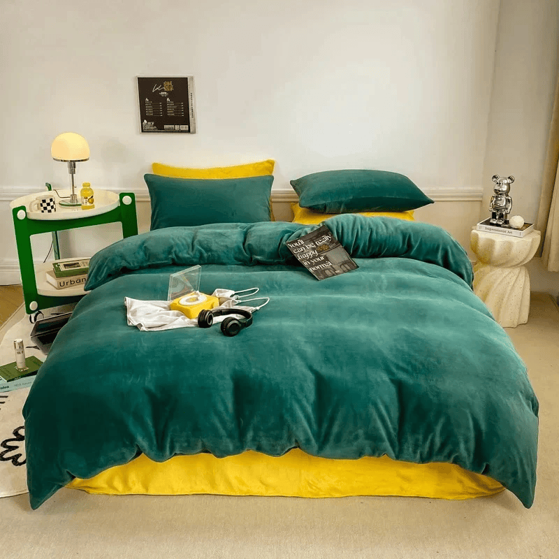 Reversible Duvet Cover - Green Yellow