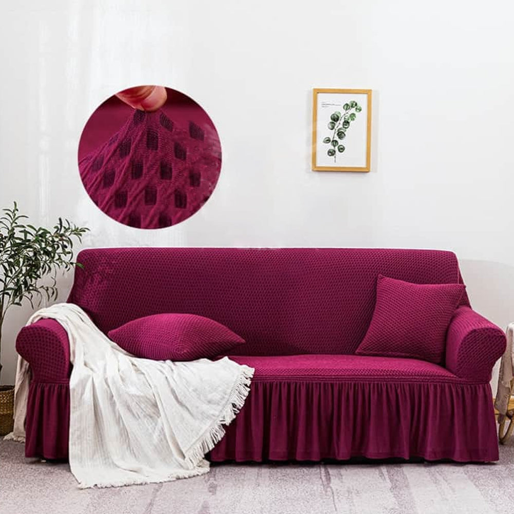 Ruffle Skirt Turkish Sofa cover - Maroon