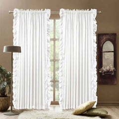 Ruffle curtain luxury silk fabric vertical – White