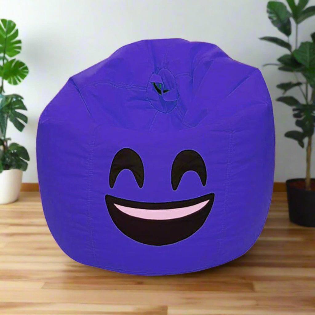 Smiley Face Bean Bag - Blue