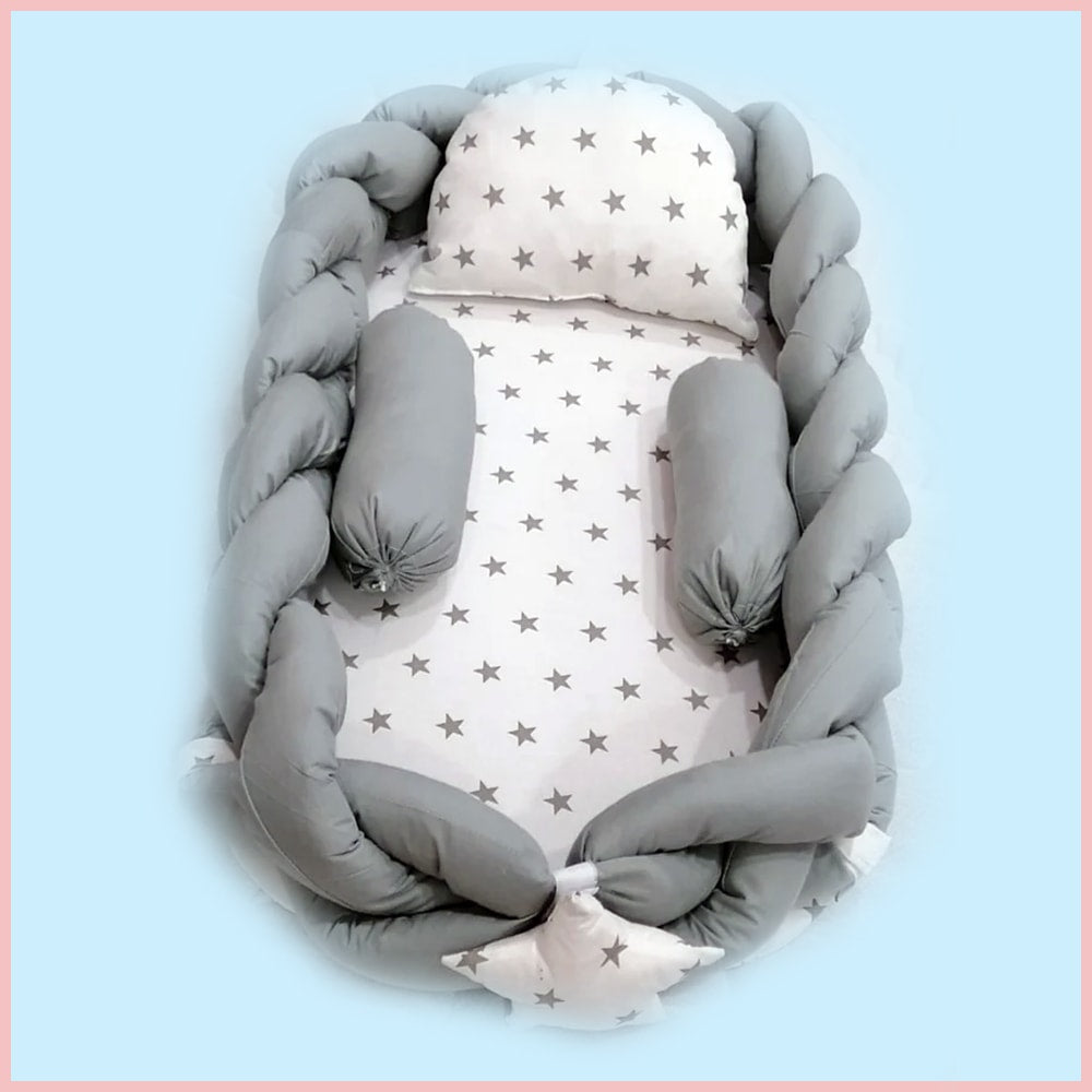 Stars White Grey Baby Nest