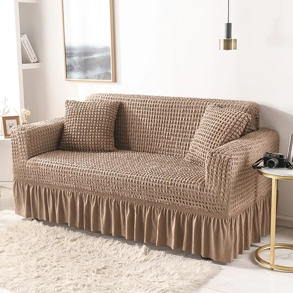 Turkish Style Bubble Sofa Cover - Light Brown