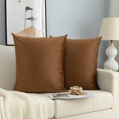 Velvet Cushion Covers for Sofa - Brown