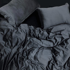 Velvet Quilt Cover - Charcoal2