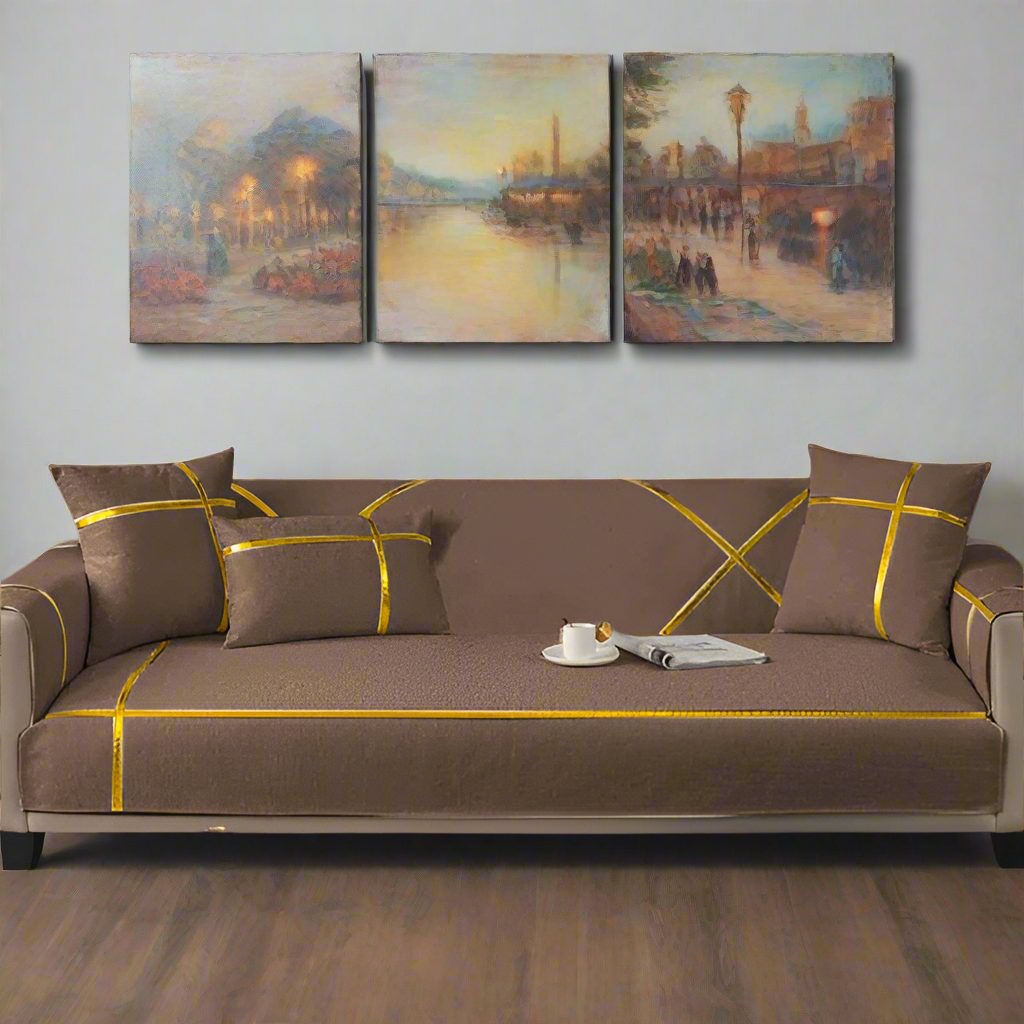 Velvet Sofa cover light brown