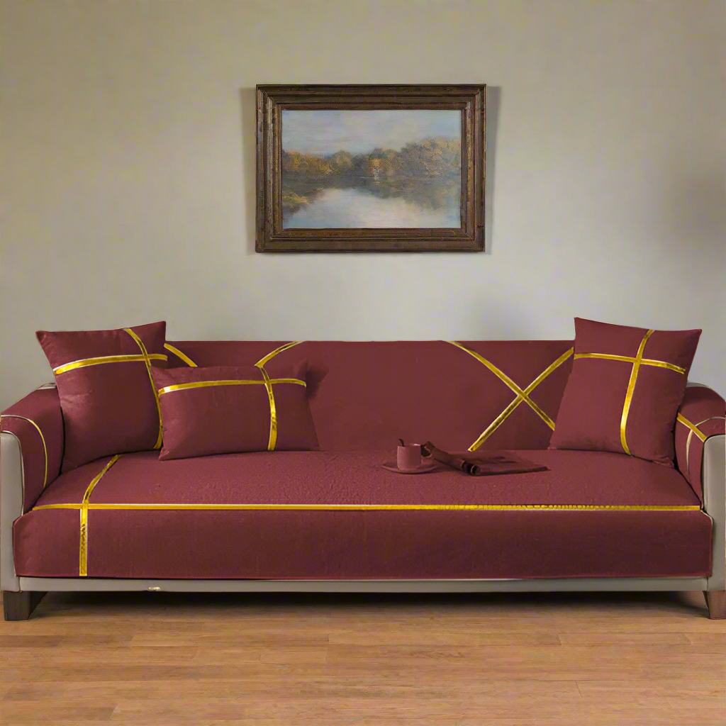 Velvet Sofa cover maroon