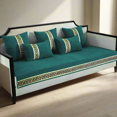 Premium Versace Sofa Cover - Anti Slip - Teal