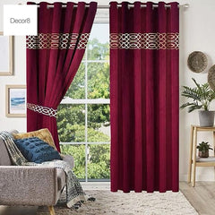 Versace Velvet Curtain Panels - Maroon