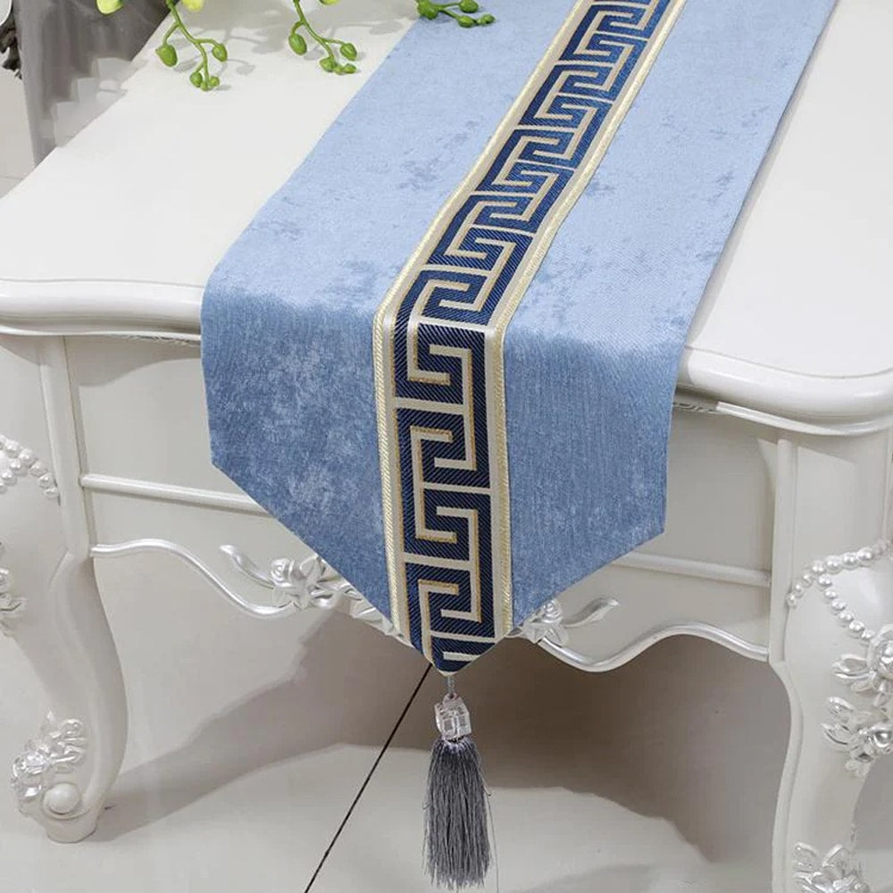 Versace table runner sky blue