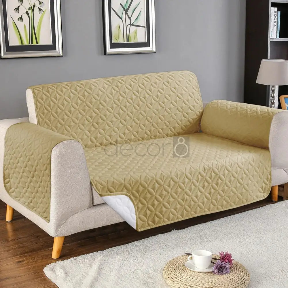 Ultrasonic Quilted Sofa Cover Beige