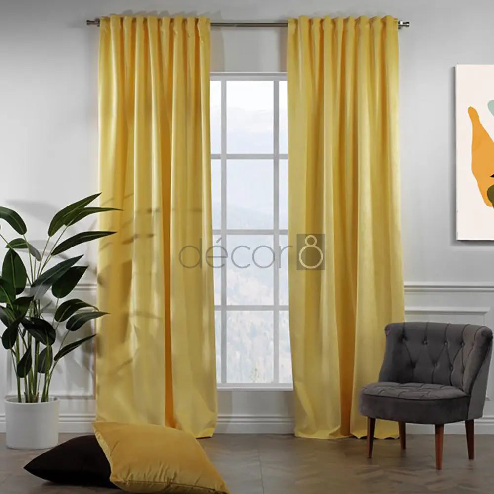 velvet curtains yellow