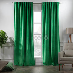 velvet curtains Green