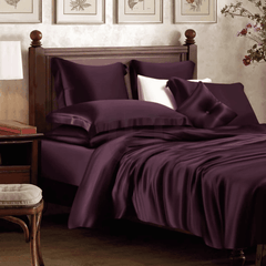 Silk Duvet Cover Set Grape Red Color