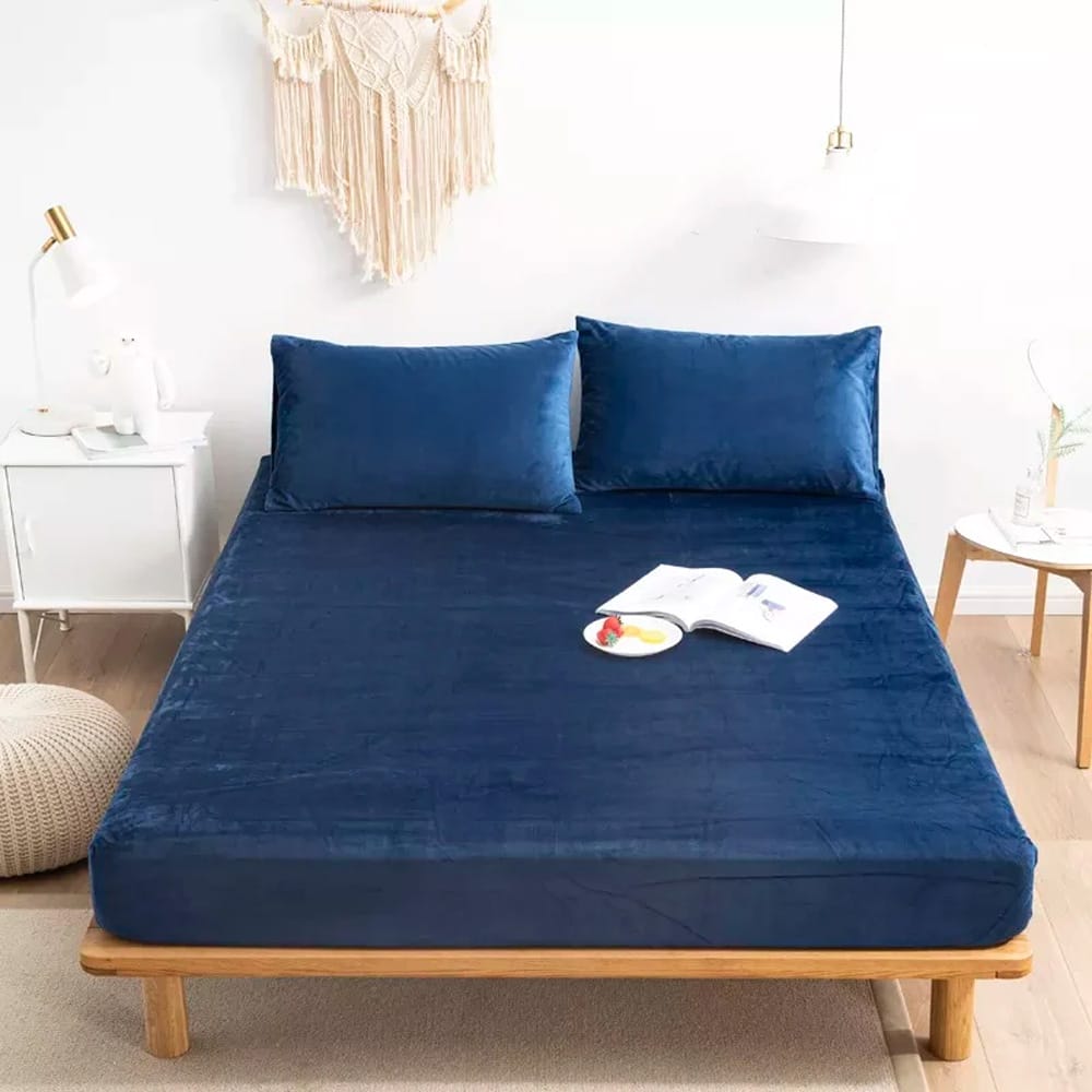 velvet fitted sheet dark blue